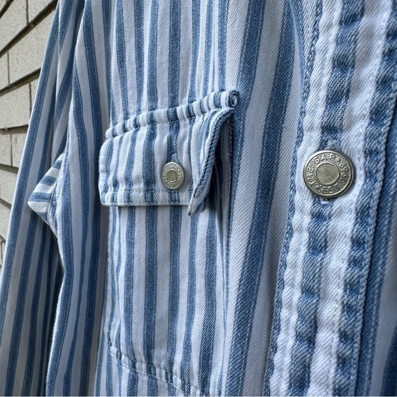 Vintage GAP Blue White Stripe Cotton Button Down Shirt Point Collar 90s XXL - Picture 5 of 8
